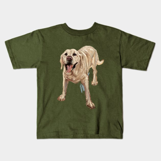 Happy Lab dog smiling Kids T-Shirt by belettelepink